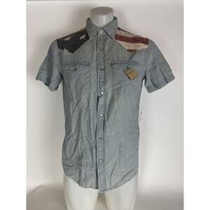 NWT Denim Supply Ralph Lauren Western Flag Shirt Short Sleeve Men’s Size S